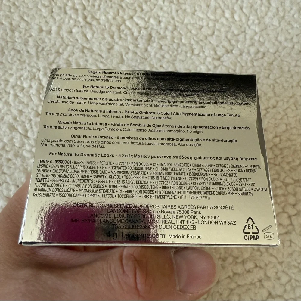 Lancôme Hypnôse 5-Color Eyeshadow Palette 19 ARDENT DRAMA NIB